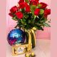 Florero con Rosas  Chocolates  y Globo